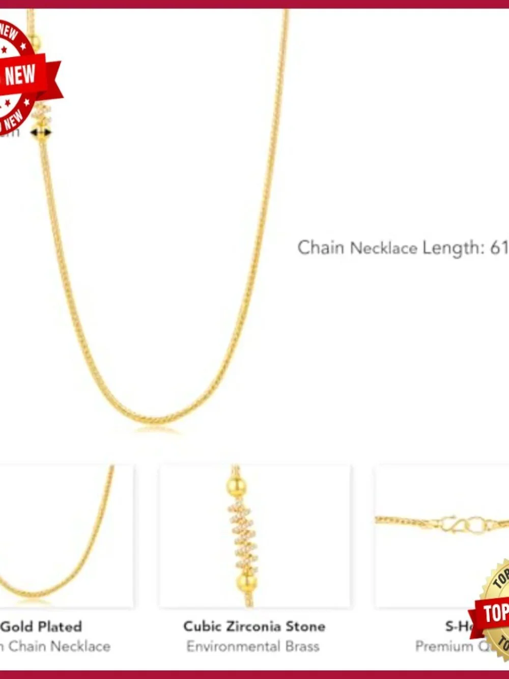 Cubic Zirconia Studded Chain Necklace Bharatanatyam Jewellery Set